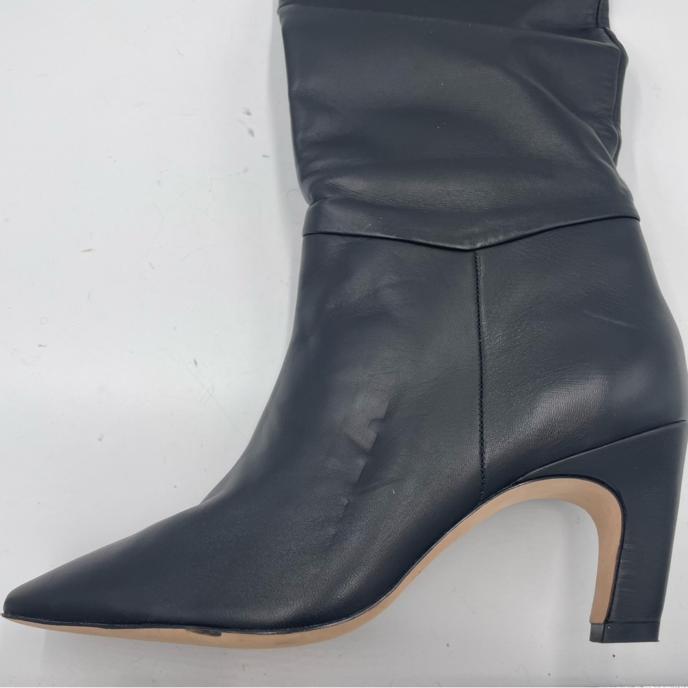 Everlane Black Leather Knee High Pull On Banana Heel Boot in Size 10 - Picture 7 of 13